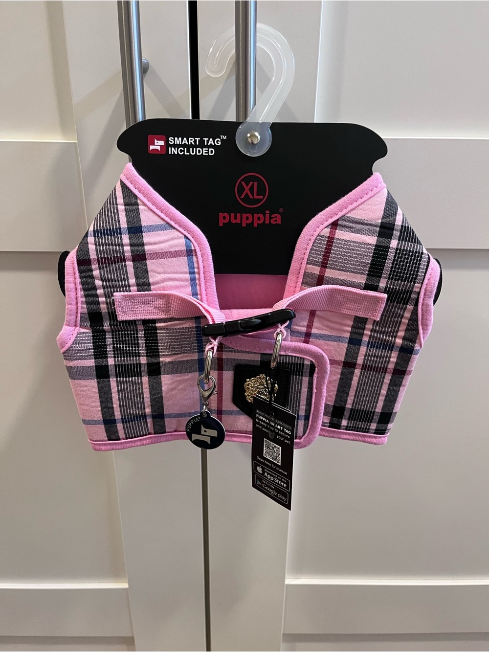 Puppia Pink Plaid Padded Step-In Vest Dog Harness PAMA-AH978 Size XL, NWT